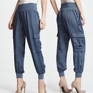 New Cinq à Sept Giles Satin Jogger Pants  Blue Size XS